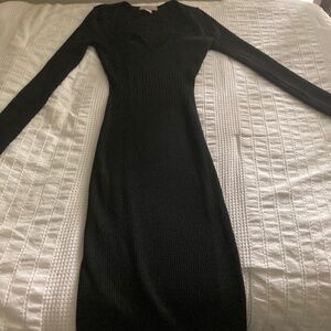 black rib-knit sweater dress
